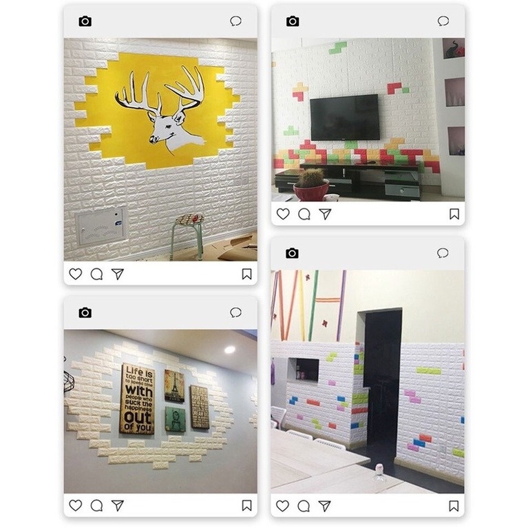 Miếng dán tường bằng xốp chống thấm nước hình viên gạch 3D độc đáo trang trí nhà cửa DIY