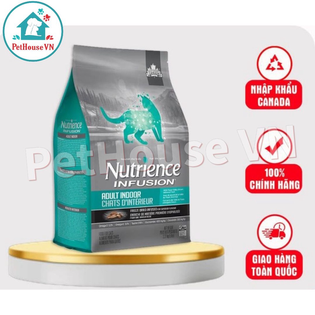 NUTRIENCE ORIGINAL INDOOR - Bao 5Kg Thức Ăn Hạt Cho Mèo Trưởng Thành Vị Gà & Rau Củ Quả Hàng Chính Hãng