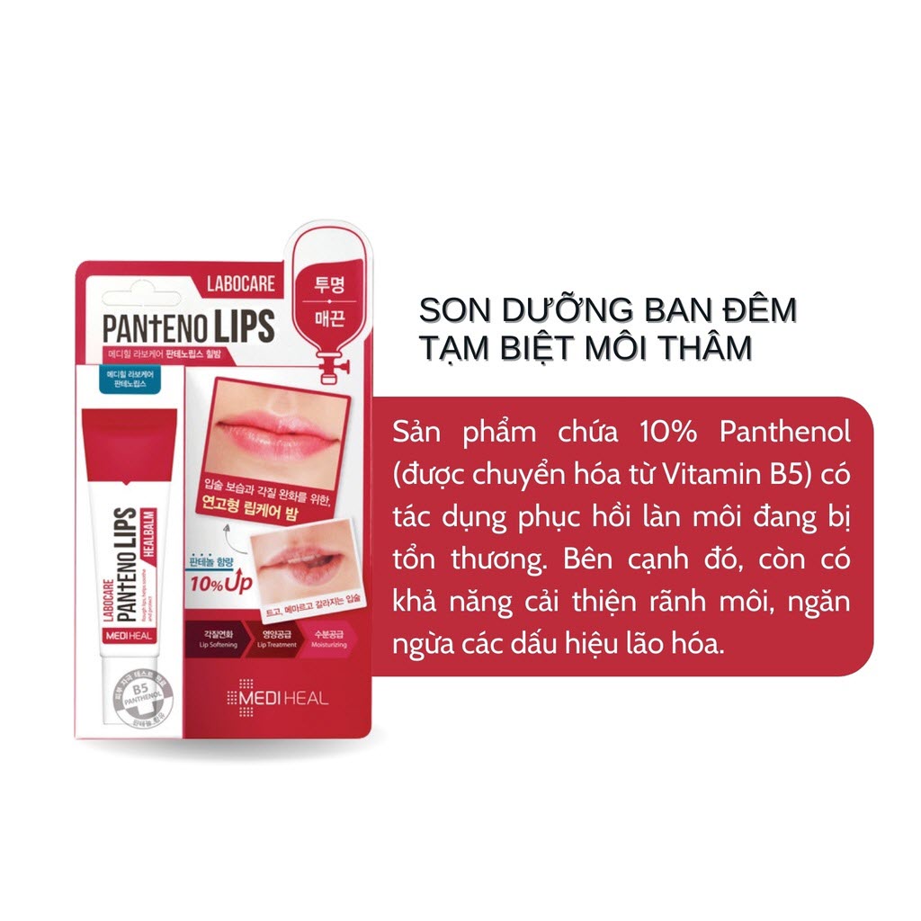 Son Dưỡng Môi Hàn Quốc Mediheal - Son Bóng - Son Môi Dưỡng Ẩm Labocare Pantenolips 10ml