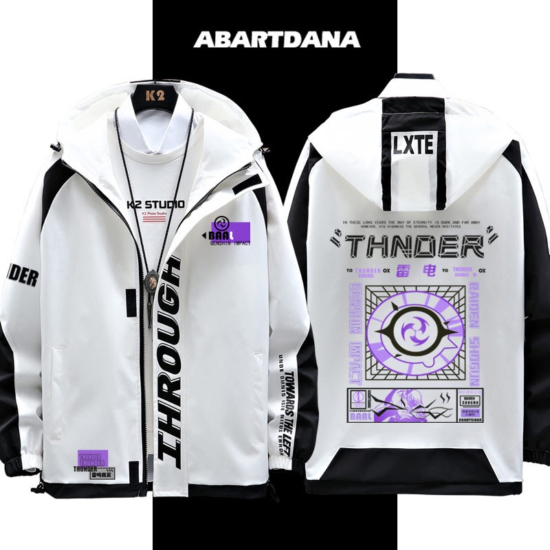 Genshin Áo khoác họa tiết anime Thunder cá tính thời trang thu đông cho nam và nữ