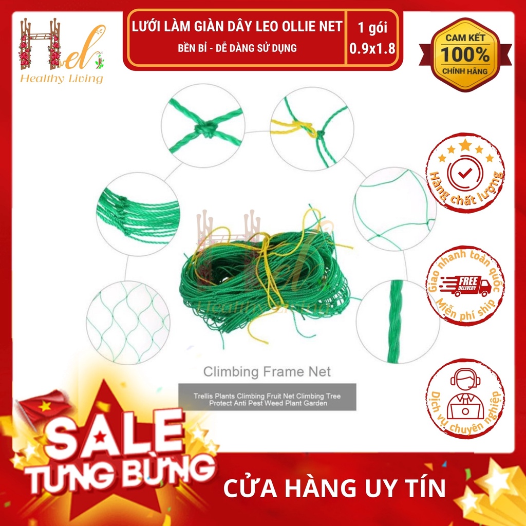 Lưới Làm Giàn Dây Leo (0,9m x 1,8m) Lưới Làm Giàn Dưa Leo, Hoa, Đậu Leo, Giàn Cây Bền Chắc