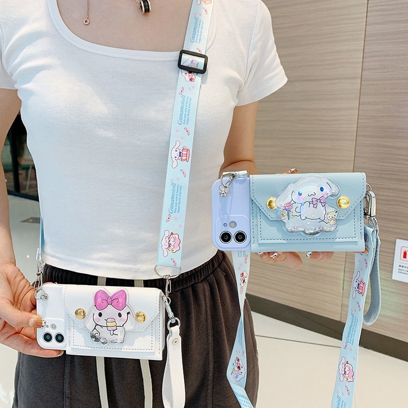 Compatible For POCO C65 Xiaomi 13T 12T 11T 10T Mi 13 12 11 Lite POCO X5 F5 X4 F3 M5 M4 M3 Pro X3 NFC X3 GT Quicksand Stellalou Cinnamoroll ví tiền xu dây chéo bao đựng điện thoại di động