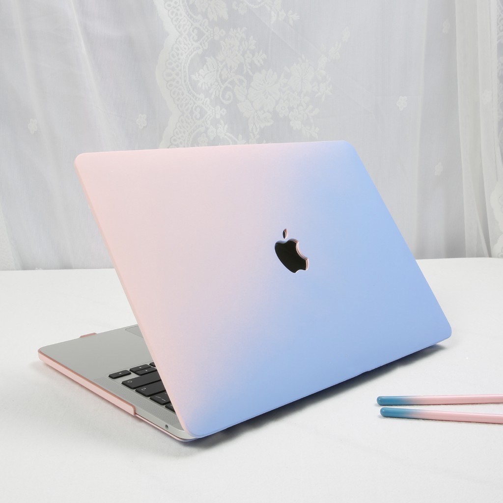 Case,Ốp Macbook Màu Ombre(Xanh Hồng) Kèm Phủ Phím (Tặng Kèm Bộ Nút Chống Bụi & Bộ Chống Gãy Sạc) | BigBuy360 - bigbuy360.vn