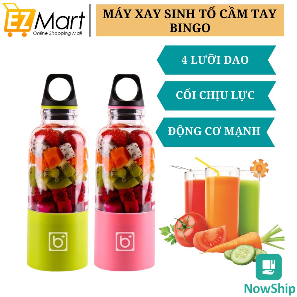 [ SIÊU HOT] Máy Xay Sinh Tố Mini Cầm Tay Bingo 500ml - 4 Lưỡi Dao-Công Suất 25W