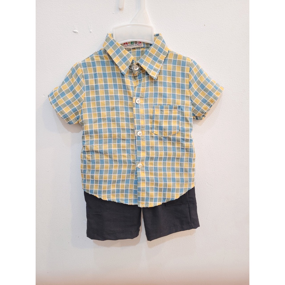 ÁO SƠ MI CARO + QUẦN TÚI HỘP CHO BÉ TRAI