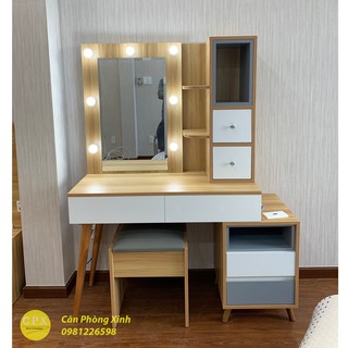 Bàn trang điêm gỗ cn MDF phủ melamine có đèn chân gỗ CPX-BP01