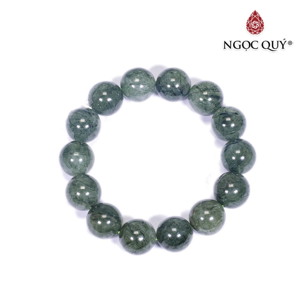 Vòng đá thạch anh tóc xanh rutilated quarzt mệnh hỏa, mộc - Ngọc Quý