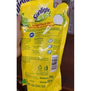 [HOT] Nước Rửa Chén Sunlight Túi 750g Chanh/Trà Xanh