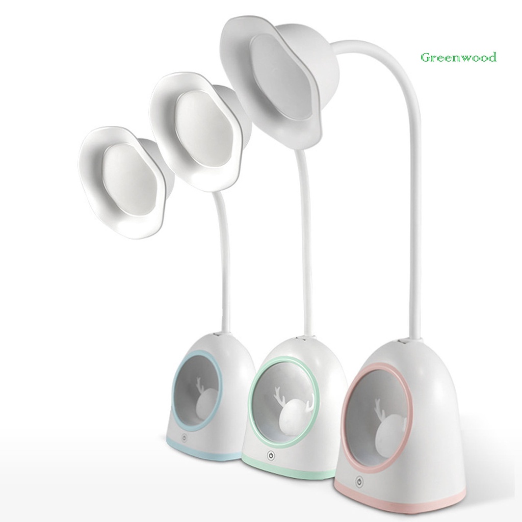 【Green】Eye Protection LED Snow Deer Desk Lamp Rechargeable Student Reading Night Light