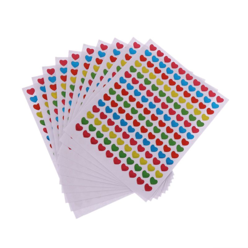 Set 10 Tấm Sticker Dán Trang Trí Lớp Học Họa Tiết Trái Tim Hoạt Hình Dễ Thương Bắt Mắt