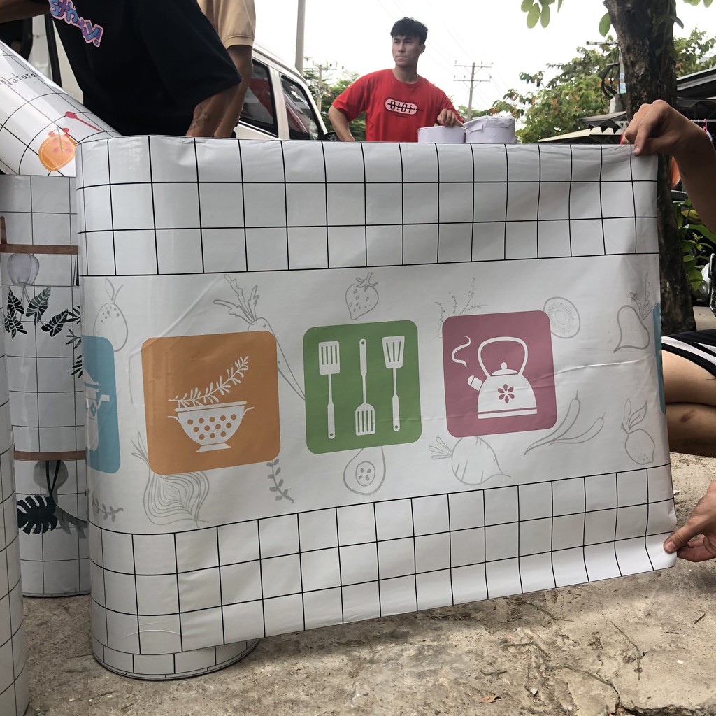 Decal dán bếp tráng nhôm KHUNG HÌNH MÀU khổ rộng 60cm