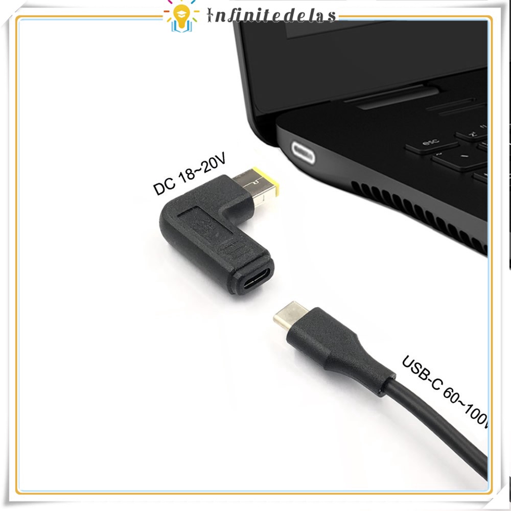 Đầu chữ L chuyển đổi USB Type-C sang jack nguồn chân vuông cho Lenovo Thinkpad | BigBuy360 - bigbuy360.vn