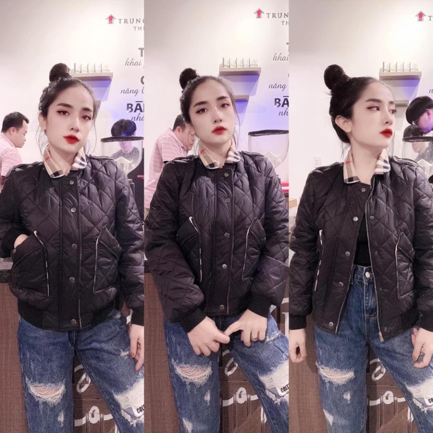Áo Khoác Phao Nữ Quả Trám TEMA - Áo Khoác Phao Bomber Cổ Sen Lót Kẻ | BigBuy360 - bigbuy360.vn