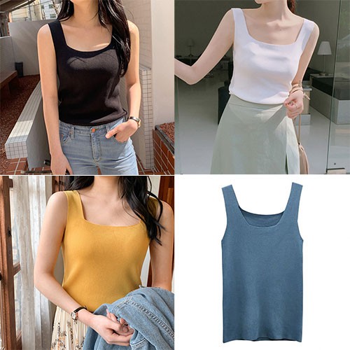Áo 2 dây bản to cổ vuông
