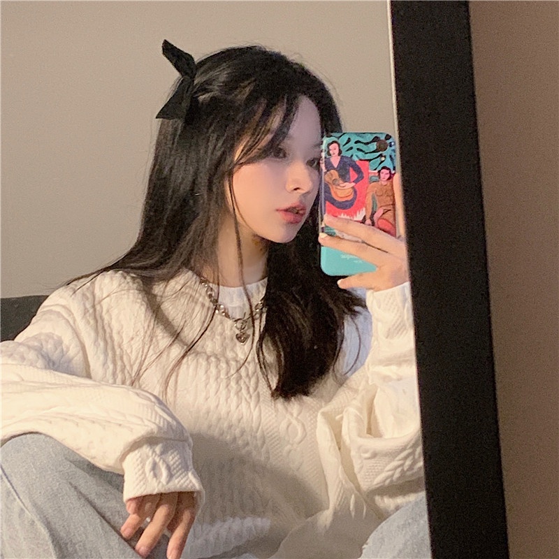 Áo Sweater Màu Trơn Dáng Rộng Phong Cách Cổ Điển Thời Trang Hàn Quốc Cho Nữ Xiaozhainv | BigBuy360 - bigbuy360.vn