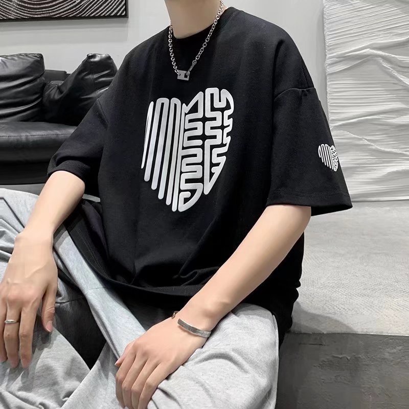 Áo Thun Mùa Hè Dáng Suông In Họa Tiết Chữ Thời Trang Phong Cách Hàn Quốc Cho Nam size M-8XL