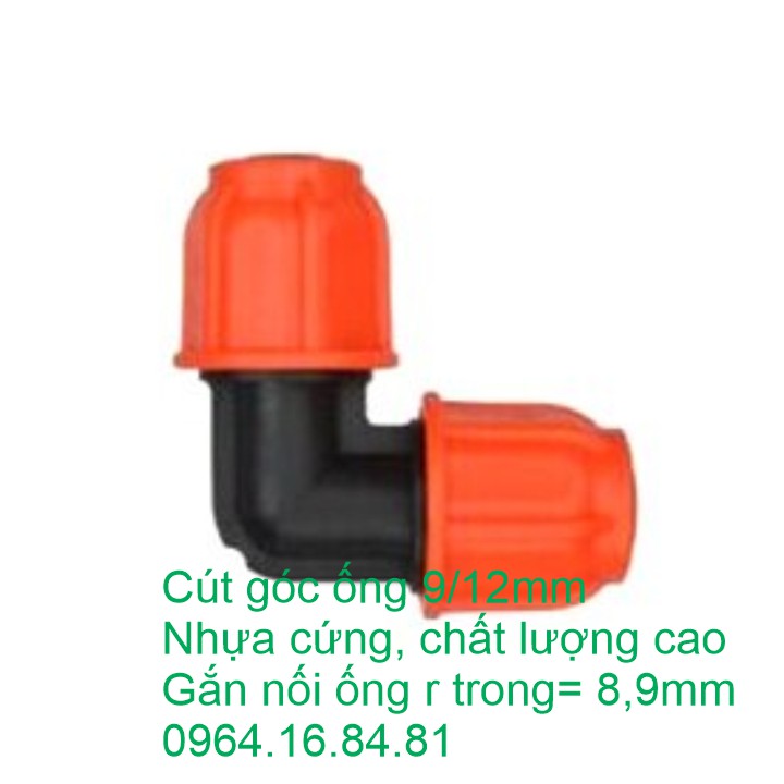 Cút góc - 05 cút góc ống mềm 12mm màu cam tưới nhỏ giọt