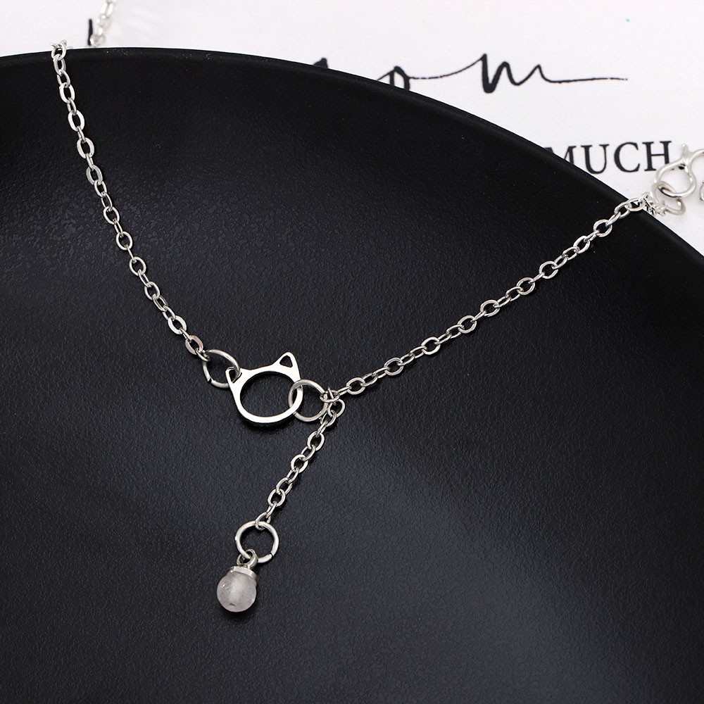 Cod In Stock New Vòng Tay Hợp Kim Hình Mèo Đính Đá Xinh Xắn