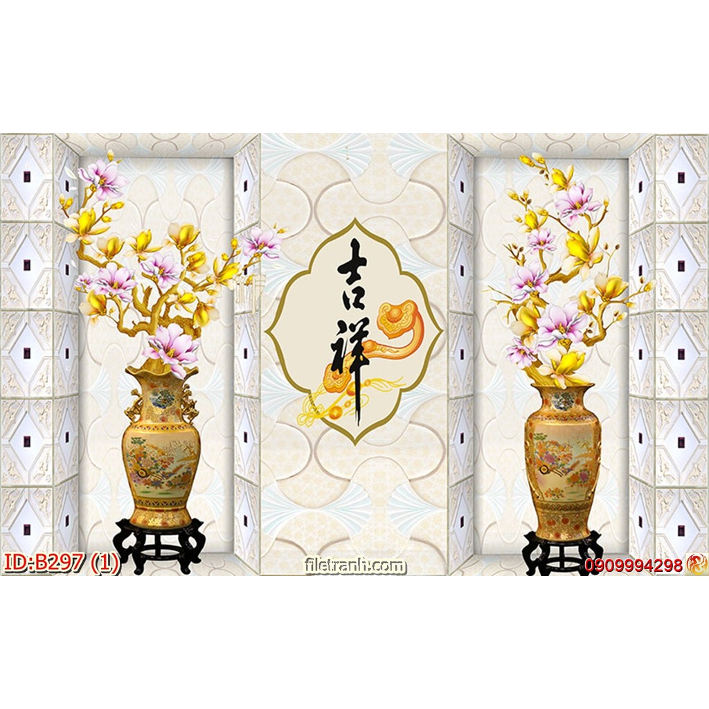 TRANH DÁN TƯỜNG 3D BÌNH HOA, LO HOA NHIỀU MẪU