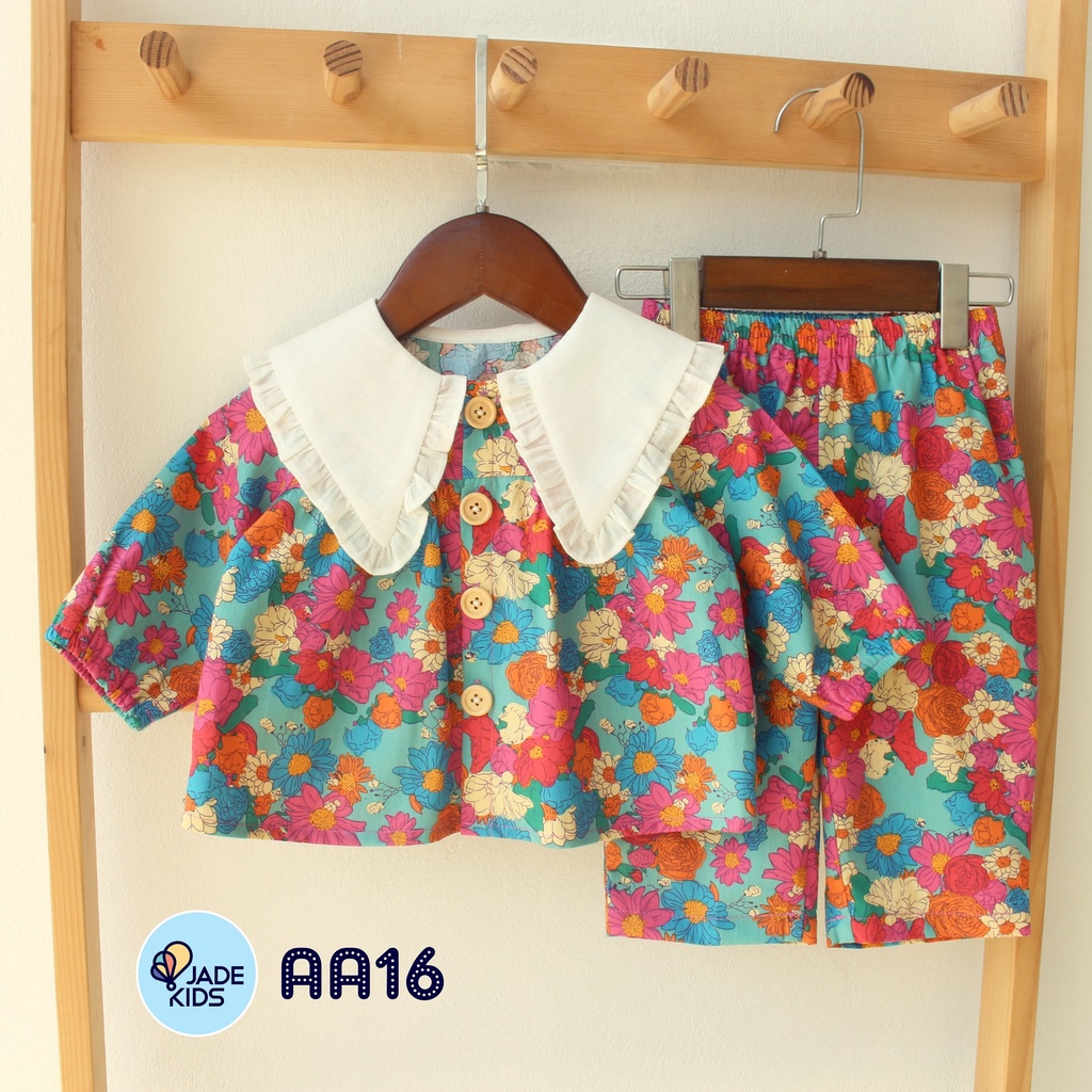 Đồ bộ bé gái, Bộ dài tay bé gái, chất vải thô cotton mềm mịn thoáng mát thấm hút mồ hôi tốt quần dài chống muỗi cho bé