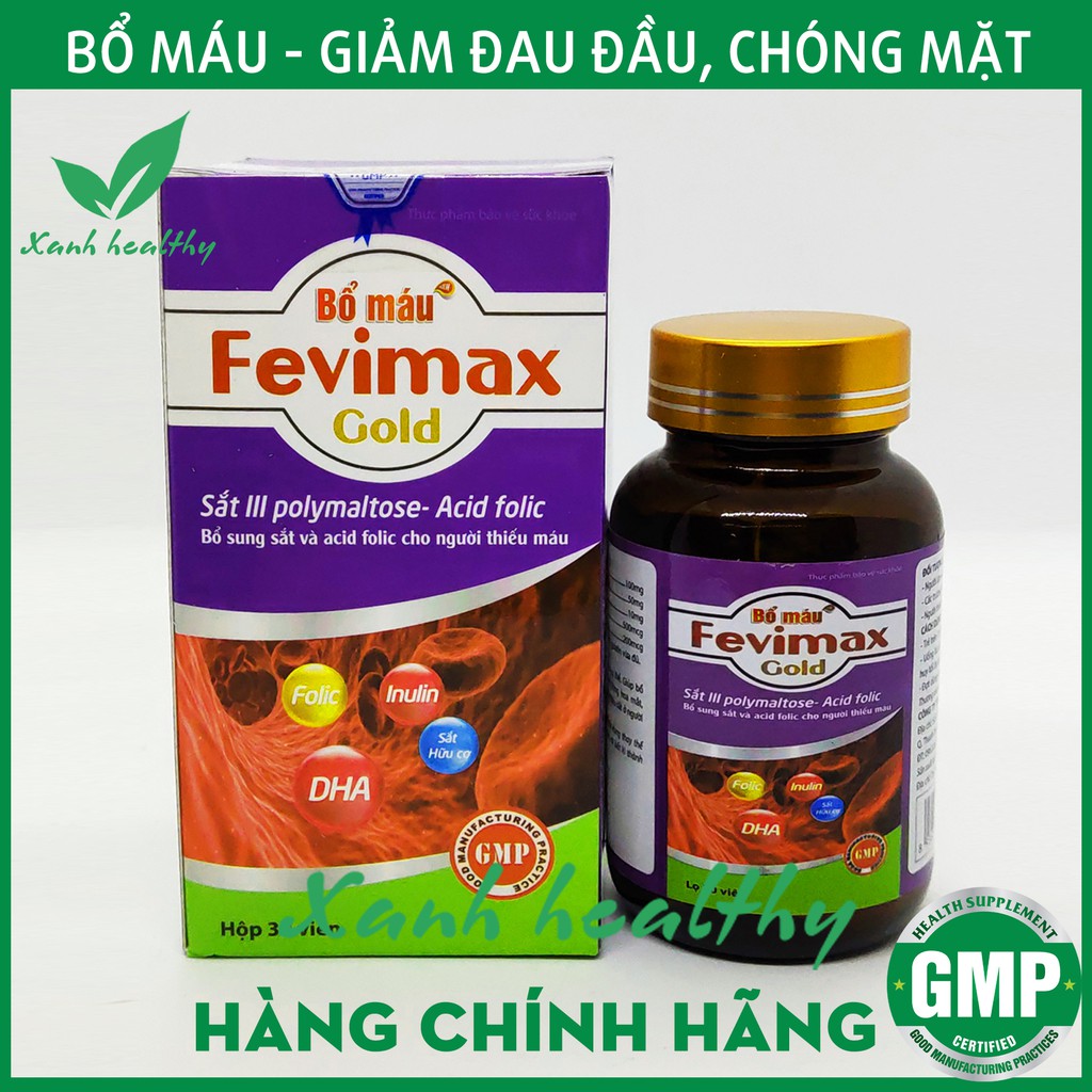 Fevimax Gold bổ sung Sắt, Acid Folic cho người thiếu máu não, phụ nữ mang thai và cho con bú - Hàng chính hãng