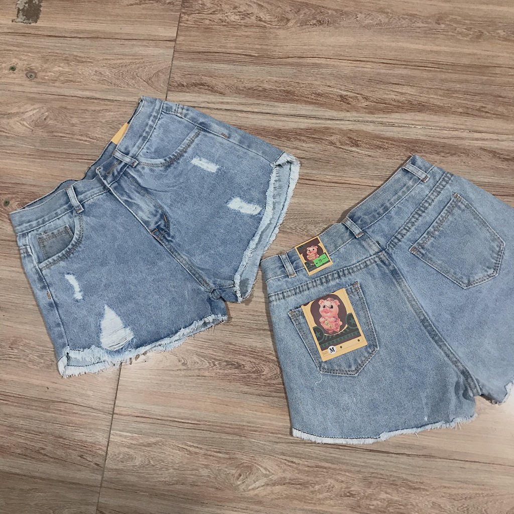 Quần short jean nữ LAI BẦU TUA PHỐI RÁCH 4 NHỎ 09F7