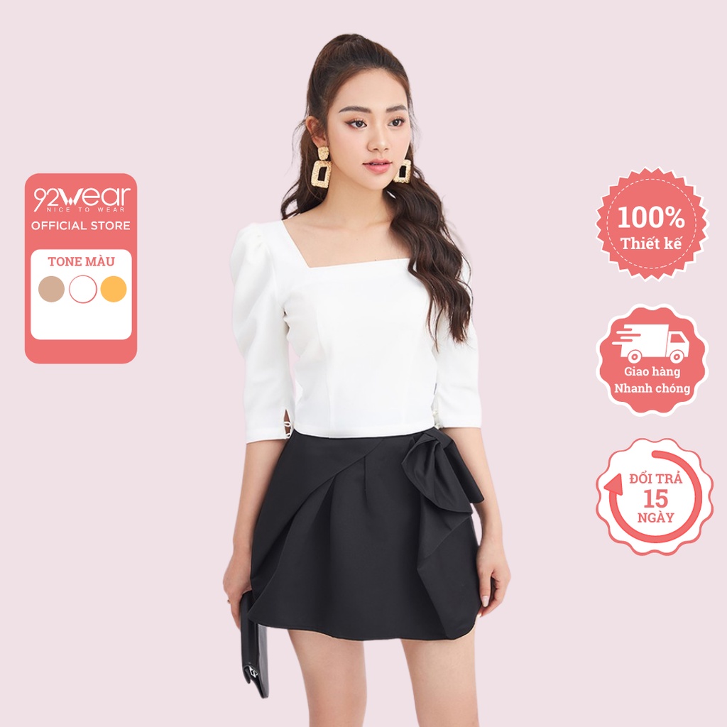Áo sơ mi tay lửng cổ vuông ASA0354 - 92WEAR