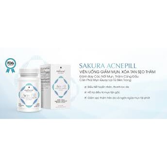 [CHÍNH HÃNG] Viên uống giảm mụn, xóa tan sẹo thâm Sakura Acnepill