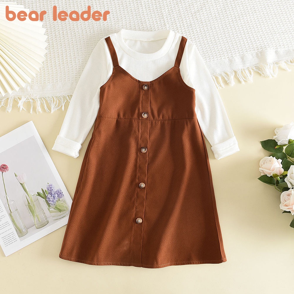 Đầm công chúa BEAR LEADER giả hai lớp thời trang xuân thu cho bé gái
