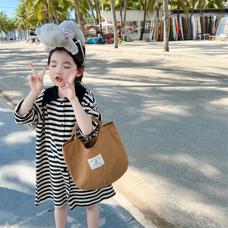 Đầm POLO Dáng Dài Họa Tiết Kẻ Sọc Phong Cách Phương Tây Thời Trang Xuân Thu 2022 Mới Cho Bé Gái