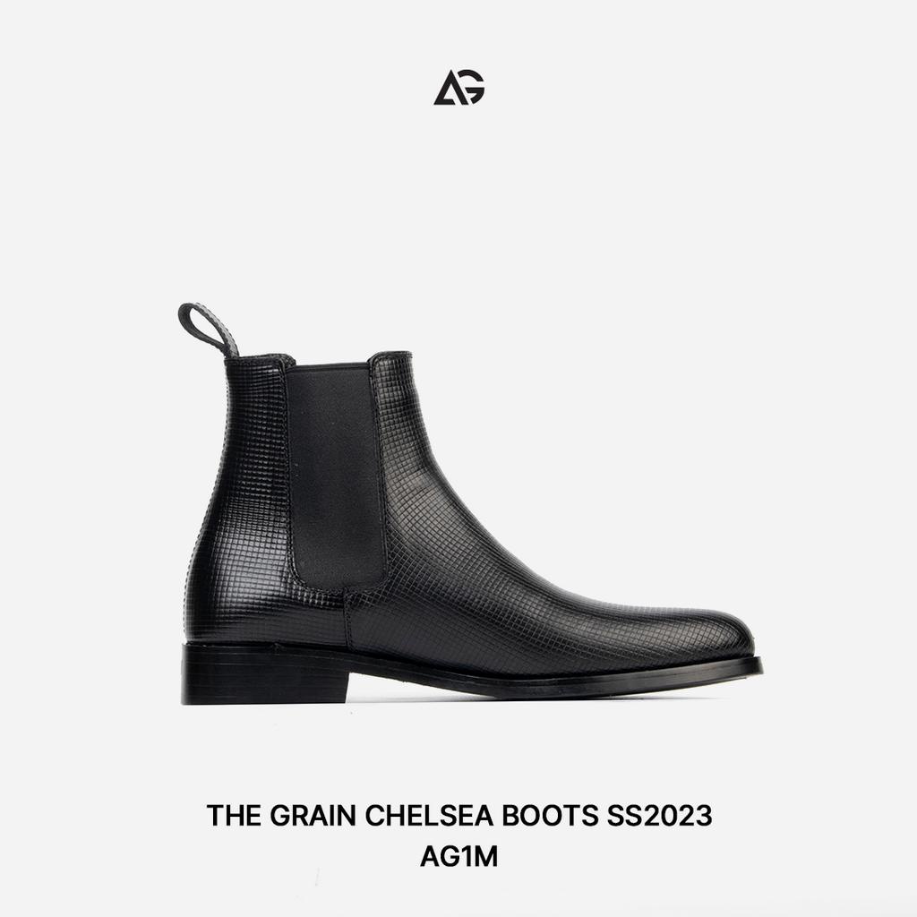 Giày Chelsea boots nam da vân giày da cao cấp da bò nhập khẩu handmade August shoes AG1M chính hãng bảo hành 12 tháng