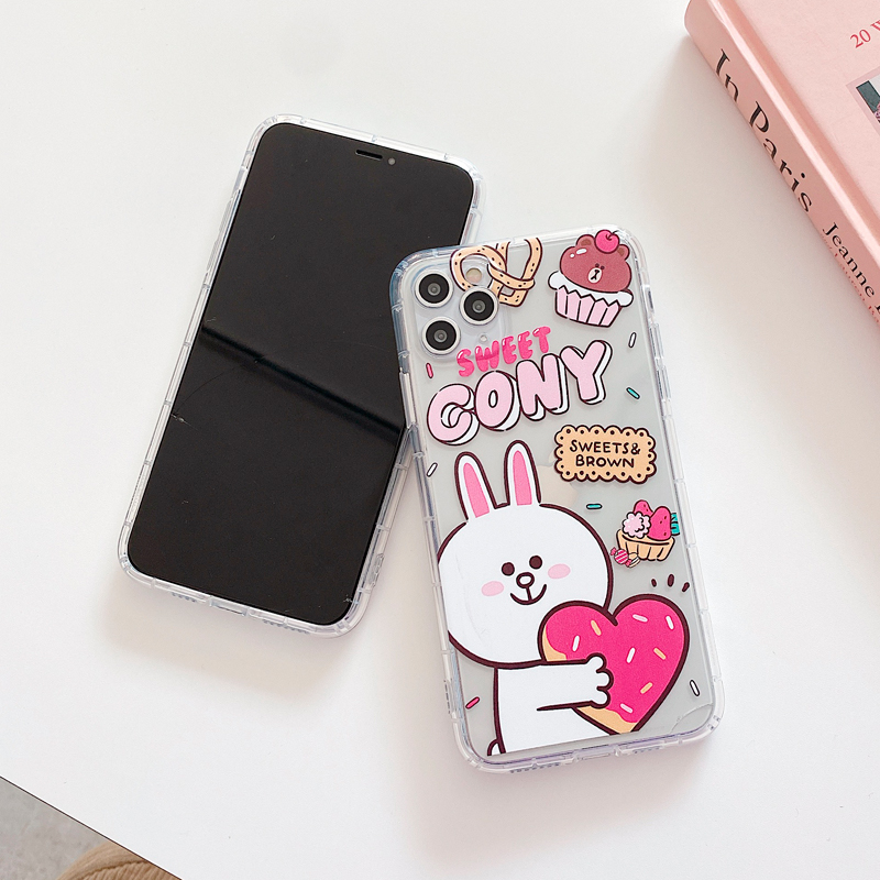 Ốp Lưng Hình Gấu Brown Và Thỏ Cony Đáng Yêu Cho Iphone 6 6s Plus 7 8 Plus Se 2020 X Xs Max Xr 11 Pro Max 12 Pro Max 12 Mini