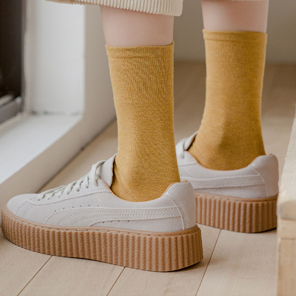 Vớ Cotton Cổ Thuyền Màu Trơn Đơn Giản Cho Nữ