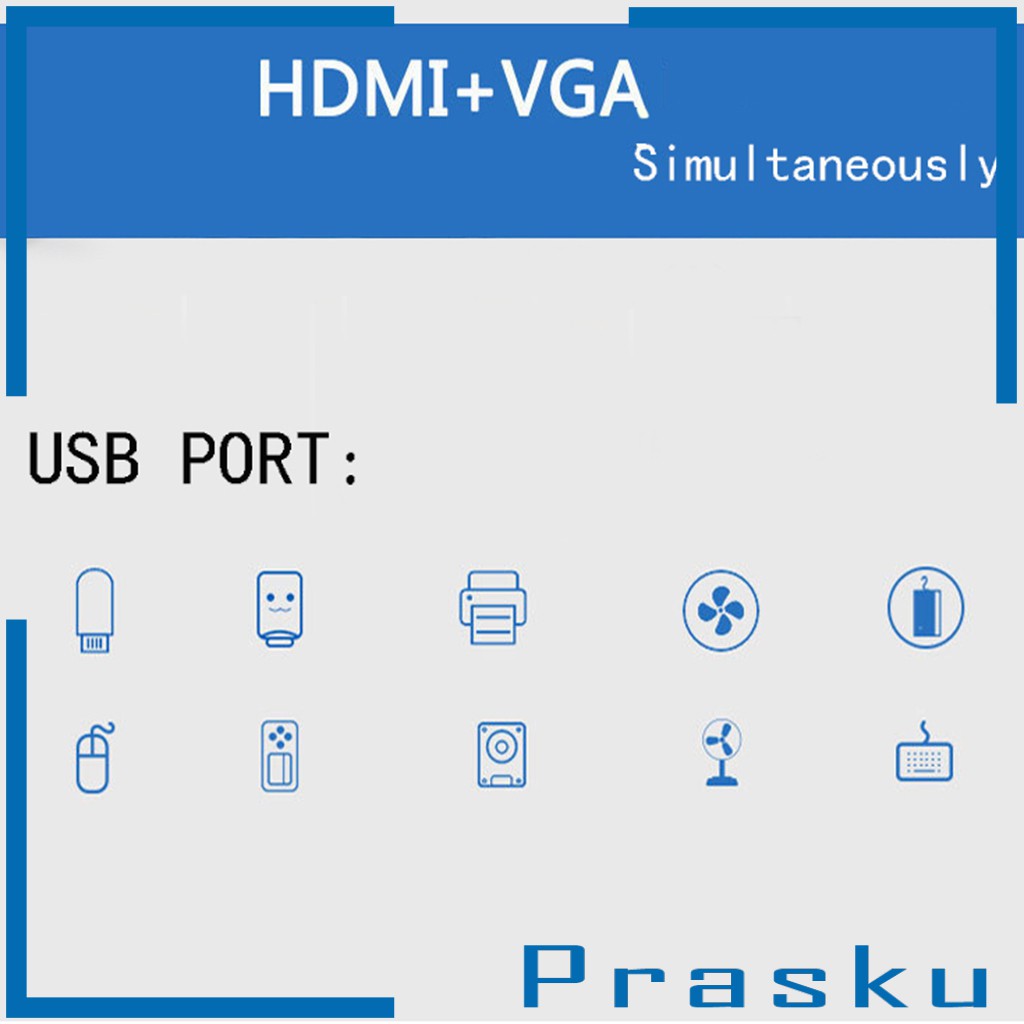 [PRASKU] 5in1 USB C Hub Type C To 4K HDMI USB 3.0 2.0 PD VGA Port Adapter Converter