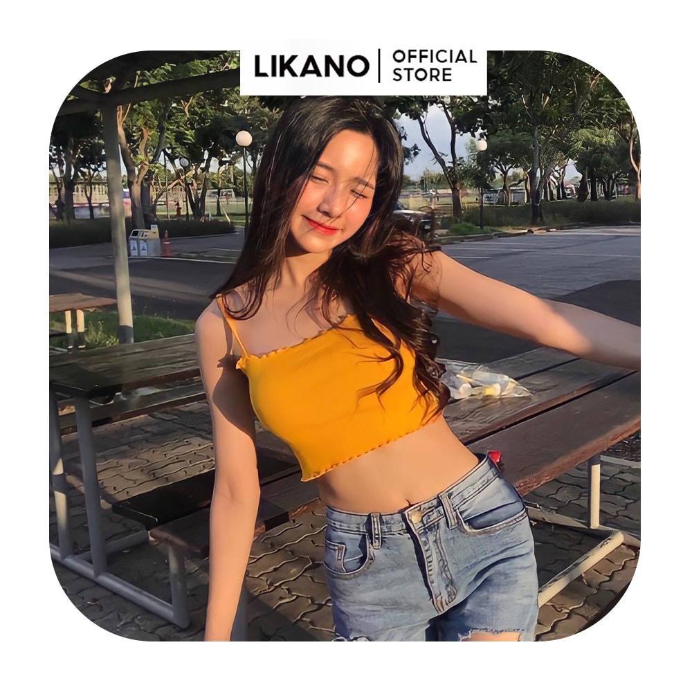Áo hai dây croptop kiểu 2 dây cuốn biên LIKANO CRT39
