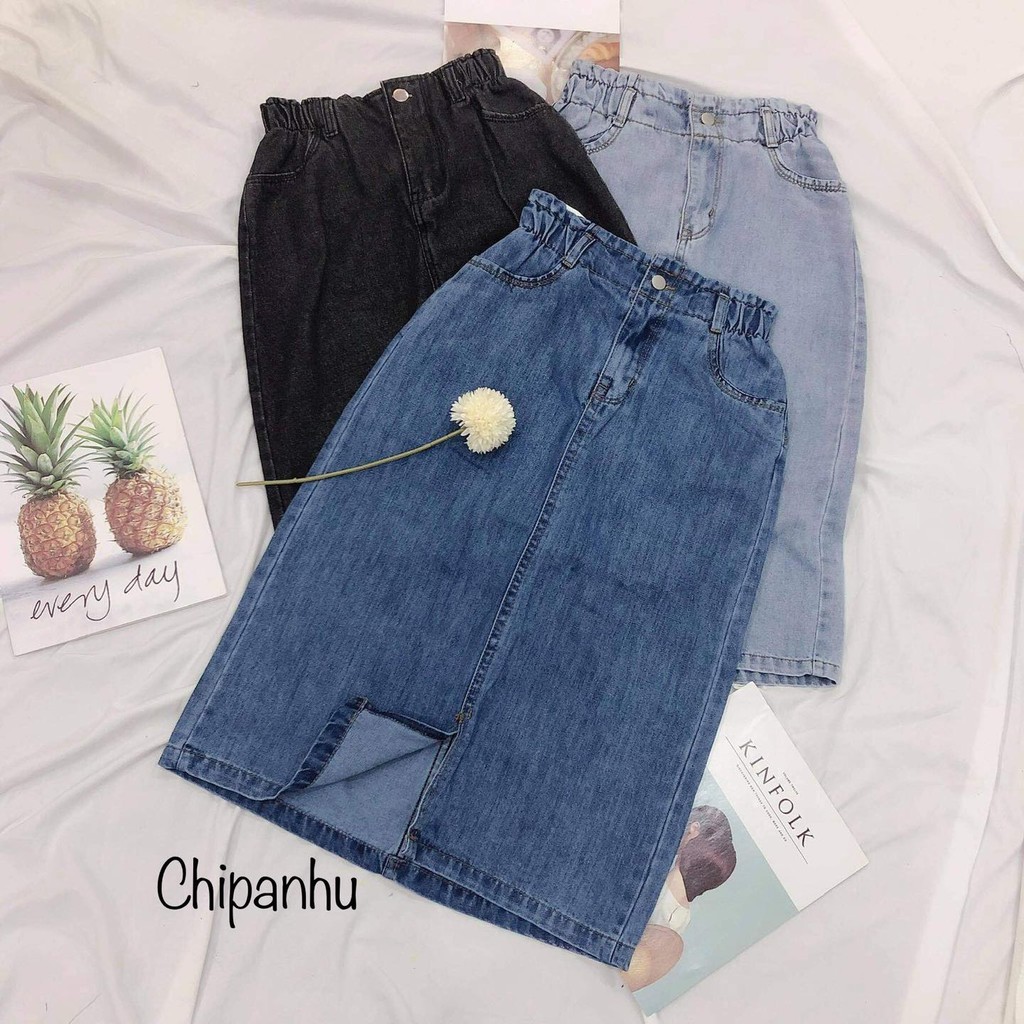 CHÂN VÁY BÒ DÀI JEAN CẠP CHUN cv618 | BigBuy360 - bigbuy360.vn
