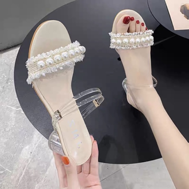 GDN37H095 GIÀY CAO GÓT DÉP QUAI HẬU SANDAL CAO GÓT THỜI TRANG NỮ DÉP HÈ VINTAGE NỮ TÍNH ULZZANG HÀN QUỐC