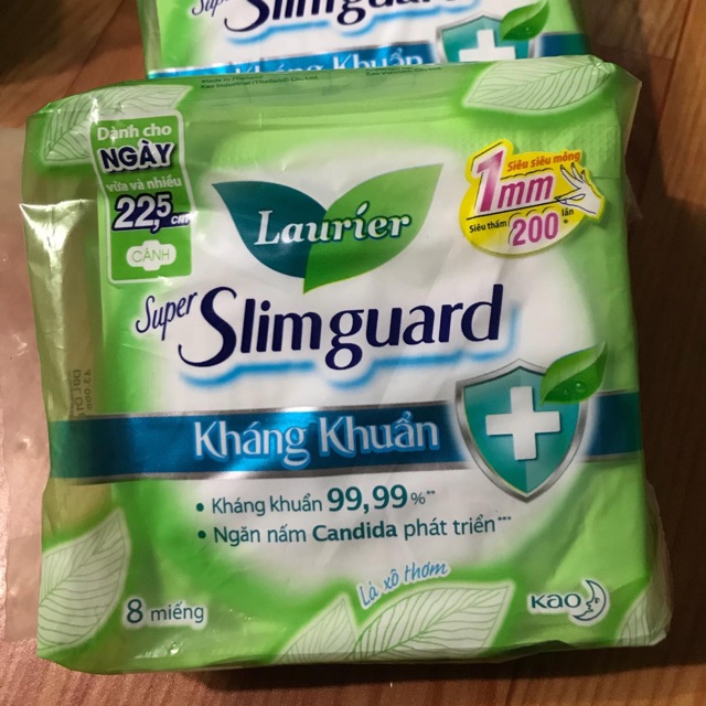 (Chính hãng ) Băng vệ sinh cao cấp Laurier shuper slimguard 22,5cm ( có cánh ) 8 miếng