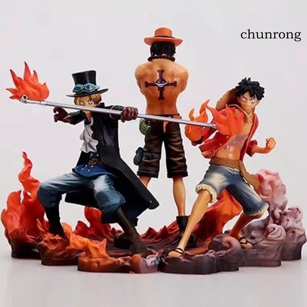 CR+3Pcs Anime One Piece Luffy Ace Sabo Model Toys Ornaments Collection Supplies