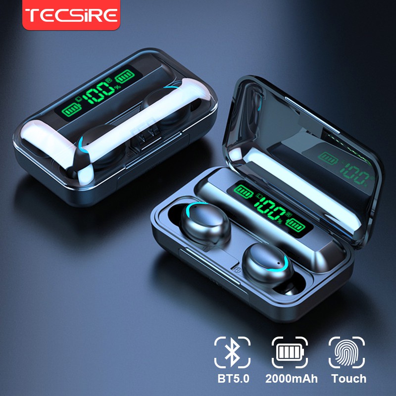 Tecsire Tai nghe không dây Bluetooth 5.0 TWS điều khiển cảm ứng màn hình LED kỹ thuật số chống nước có micro