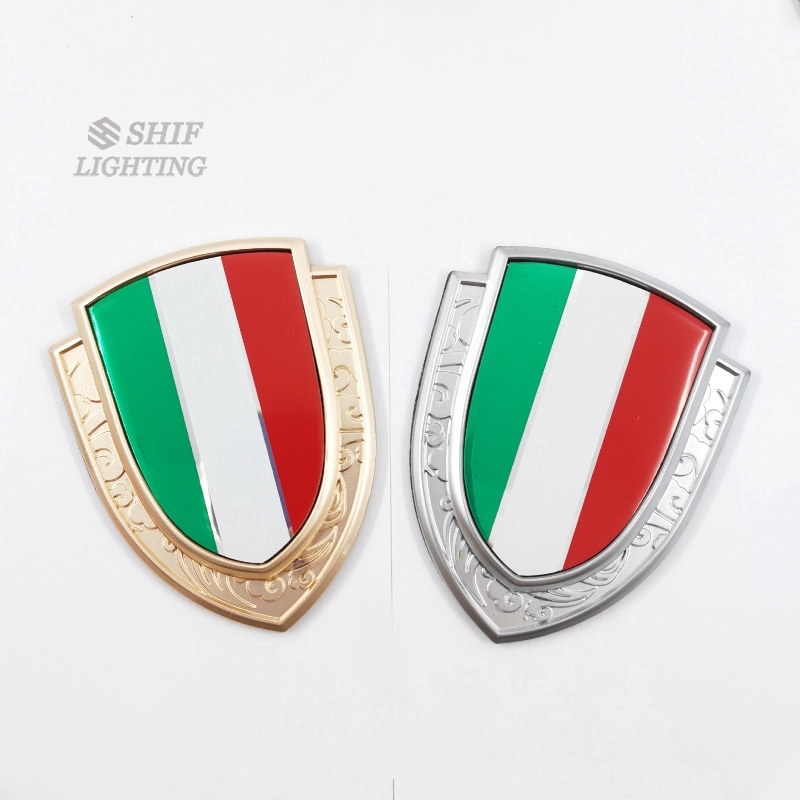 Huy hiệu kim loại cờ Ý trang trí sau xe ô tô