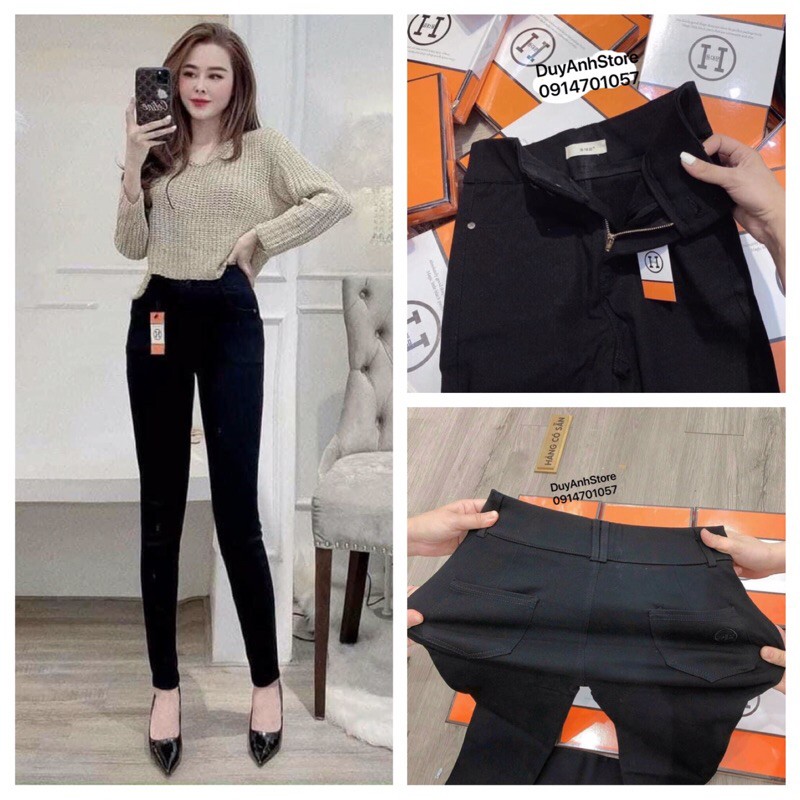 Quần JEAN 2 KHUY hộp chữ H cạp cao khóa đồng hàng VNXK co dãn siêu tôn dáng