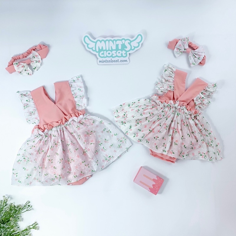 Bodysuit giả váy cánh tiên kèm turban bé gái sơ sinh 1 2 tuổi tuổi MINTSCLOSET Mint's Closet - BS6032 - BV7011