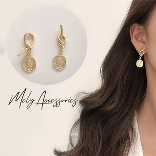 Bông tai hình đồng tiền phong cách cổ điển vintage cá tính - Mely 1397