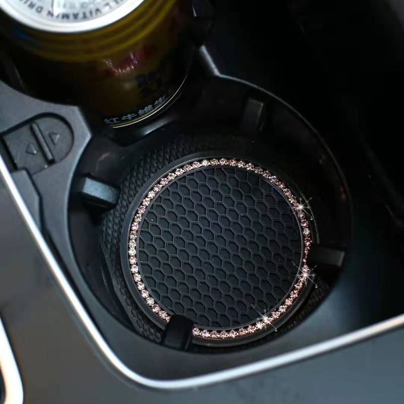 Miếng lót ly bằng silicon hình tròn dập nổi kim cương linh hoạt keo cách nhiệt chống trượt trang trí cho nội thất ô tô