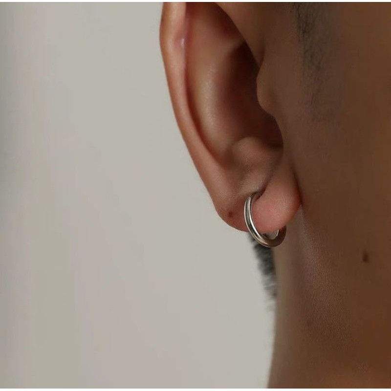 Khuyên tai tròn thiết kế đơn giản phụ kiện unisex phong cách Bangtans Boy BTS Hàn Quốc thép titan không gỉ