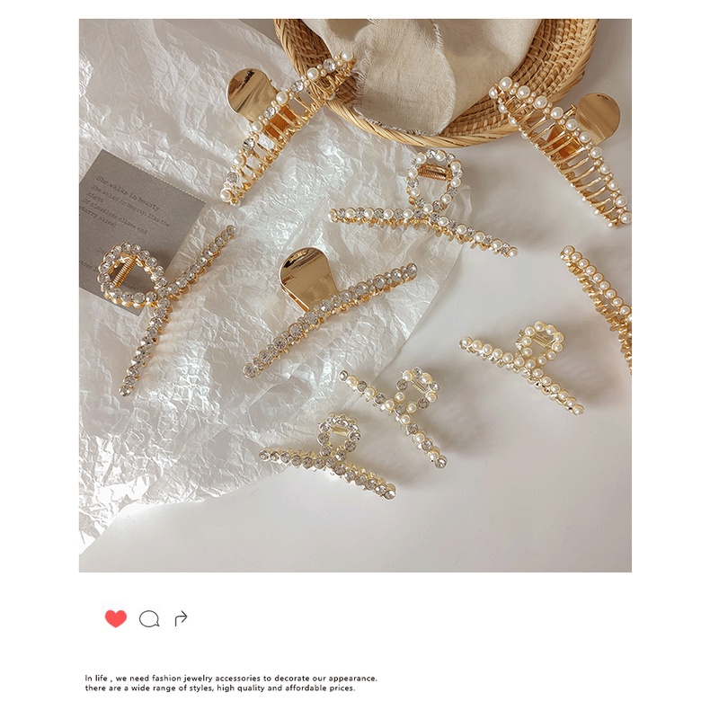 Kẹp Tóc Càng Cua Lớn Đính Đá Ngọc Trai Giả Phong Cách Hàn Quốc Cho Nữ