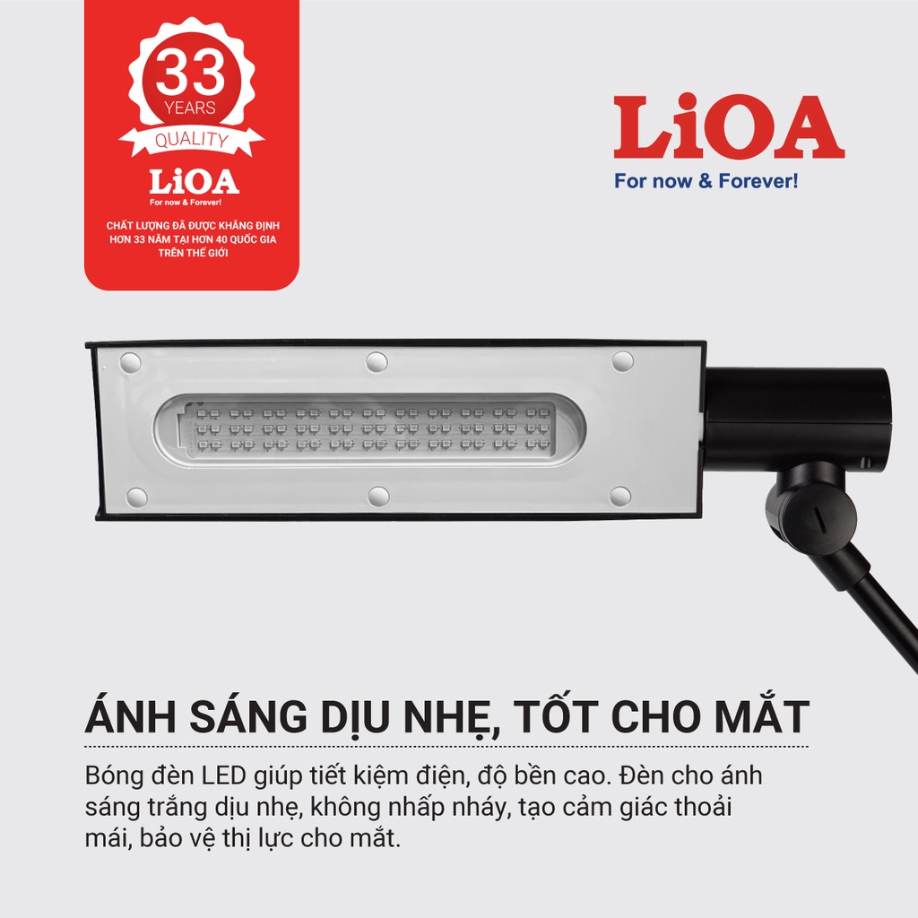 [CHÍNH HÃNG] Đèn bàn học LiOA khớp quay 03A-ST tích hợp 2 ổ cắm đa năng chống cận