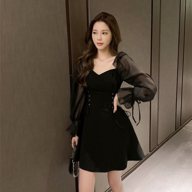 SẴN  Váy tiểu thư bánh bèo dây đan siết eo ôm dáng ulzzang