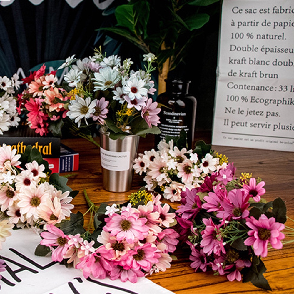 Bó Hoa Cúc Nhân Tạo 21 Đầu Trang Trí Tiệc Cưới|Bó Hoa Lụa Nhiều Màu Trang Trí Nhà Cửa